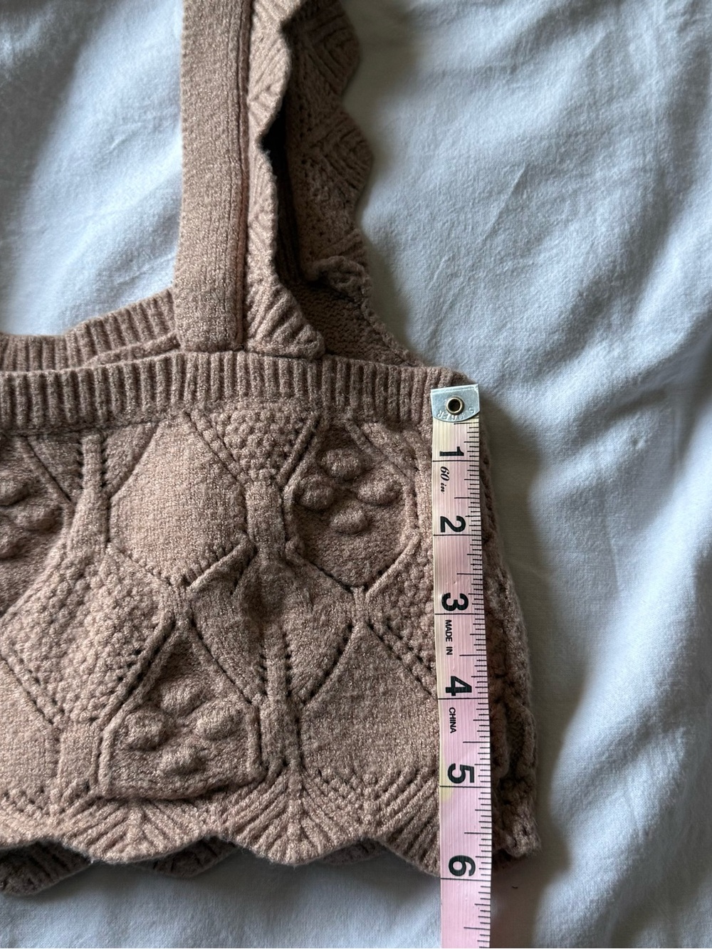 Brown Knit Floral Appliqué Crop Tank Top - Picture 6 of 6